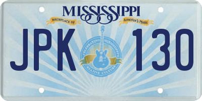 MS license plate JPK130