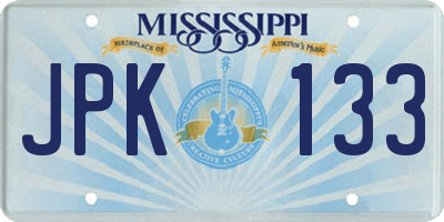 MS license plate JPK133