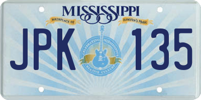 MS license plate JPK135