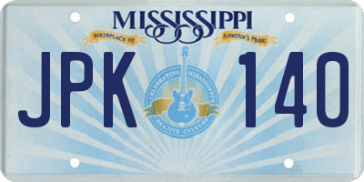 MS license plate JPK140