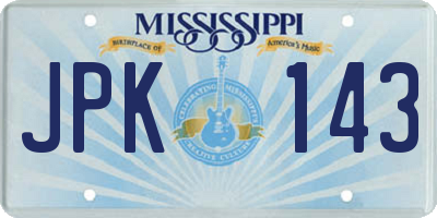 MS license plate JPK143