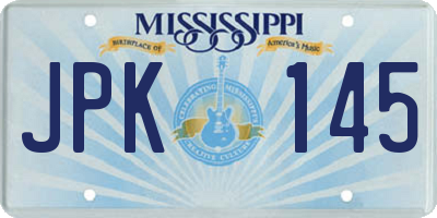 MS license plate JPK145