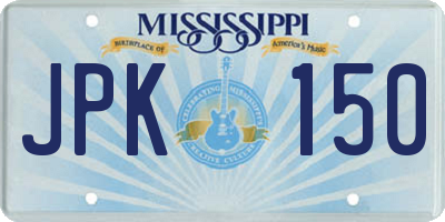 MS license plate JPK150
