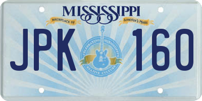 MS license plate JPK160