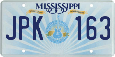 MS license plate JPK163