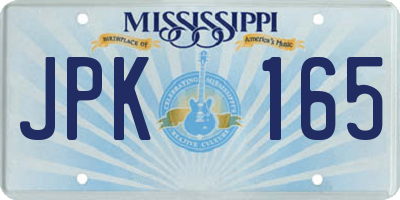 MS license plate JPK165