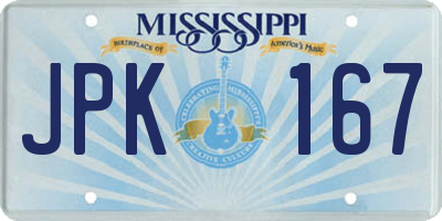 MS license plate JPK167