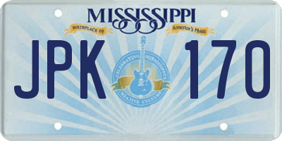 MS license plate JPK170