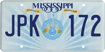 MS license plate JPK172