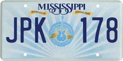 MS license plate JPK178