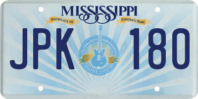 MS license plate JPK180