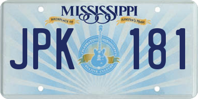 MS license plate JPK181