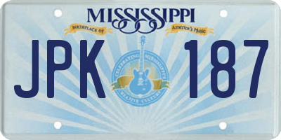 MS license plate JPK187
