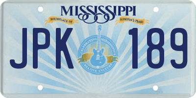 MS license plate JPK189