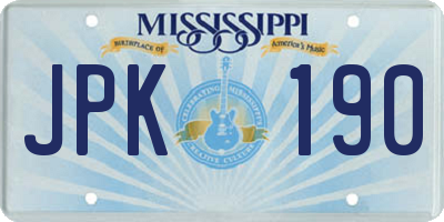 MS license plate JPK190