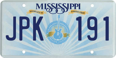 MS license plate JPK191