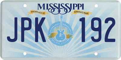 MS license plate JPK192