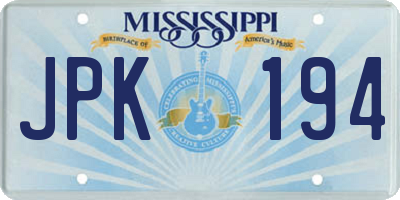 MS license plate JPK194