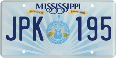 MS license plate JPK195