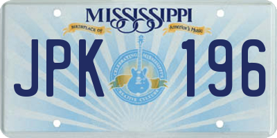 MS license plate JPK196