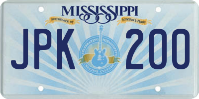 MS license plate JPK200