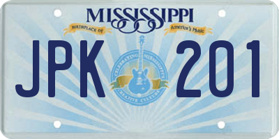 MS license plate JPK201