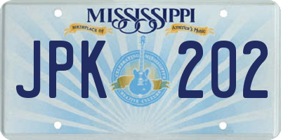 MS license plate JPK202