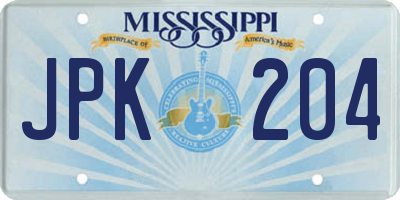 MS license plate JPK204