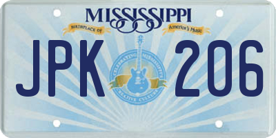 MS license plate JPK206