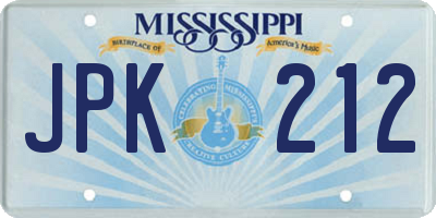 MS license plate JPK212