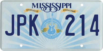 MS license plate JPK214