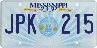 MS license plate JPK215