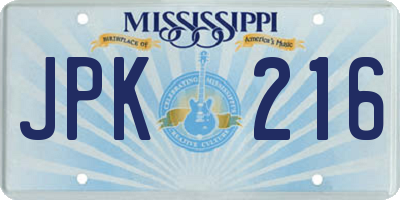 MS license plate JPK216