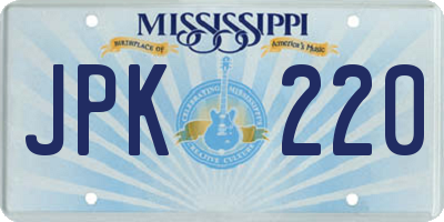 MS license plate JPK220