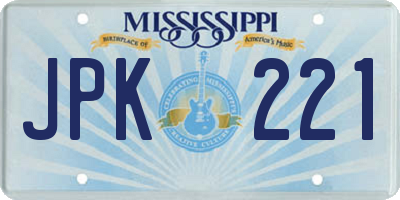 MS license plate JPK221