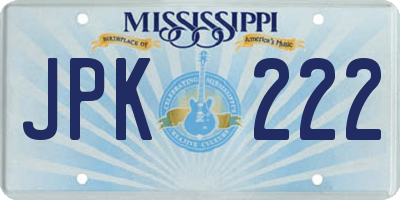 MS license plate JPK222