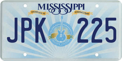 MS license plate JPK225