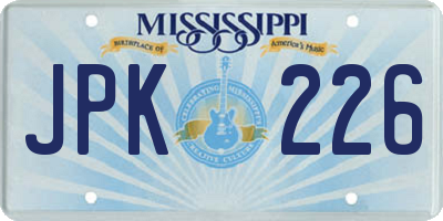 MS license plate JPK226