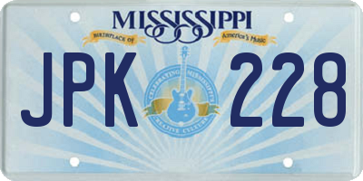 MS license plate JPK228