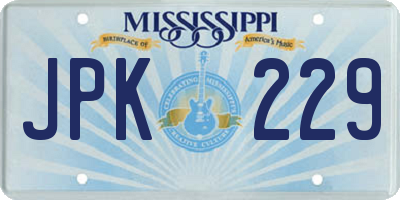 MS license plate JPK229