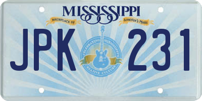 MS license plate JPK231