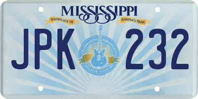 MS license plate JPK232