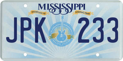 MS license plate JPK233