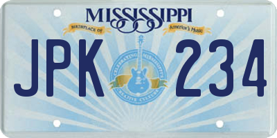 MS license plate JPK234