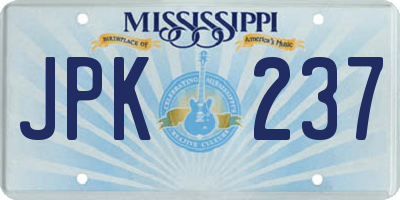 MS license plate JPK237