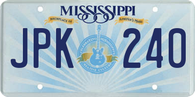 MS license plate JPK240