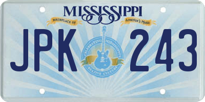 MS license plate JPK243