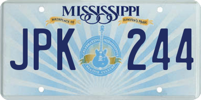 MS license plate JPK244