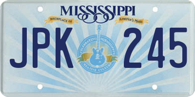 MS license plate JPK245