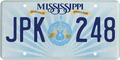 MS license plate JPK248